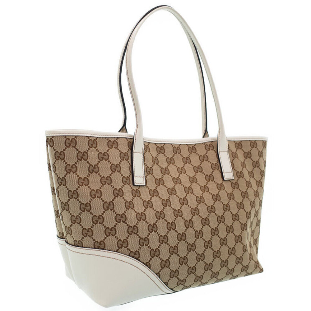 Gucci monogram Bag mocha brown Canvas Tote GG Britt leather canvas